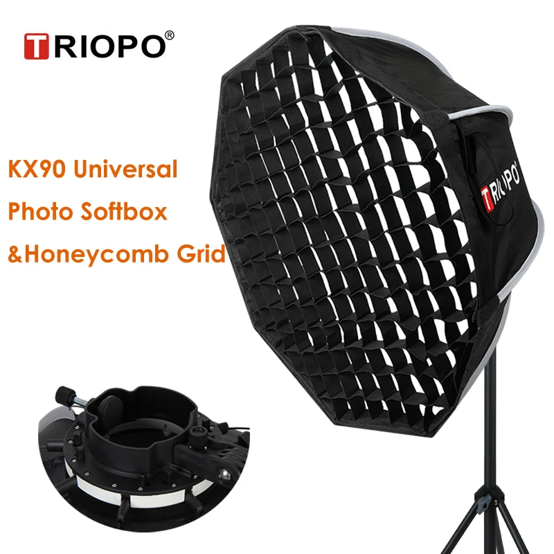 

Triopo 90cm Universal Outdoor Umbrella Octagon Softbox w Honeycomb Grid Speedlite Photo Soft Box for Godox V1 AD200 Yongnuo 560