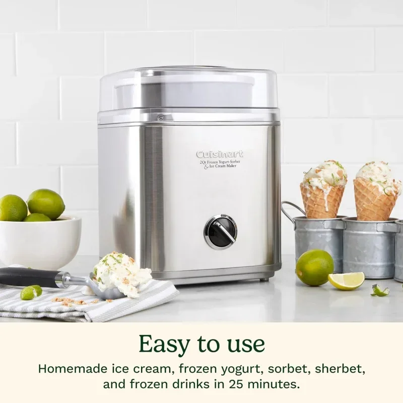QWCuisinart Ice Cream Maker Machine,1.5 Quart Sorbet,Frozen Yogurt Maker,Double Insulated,White,ICE-21P1 2