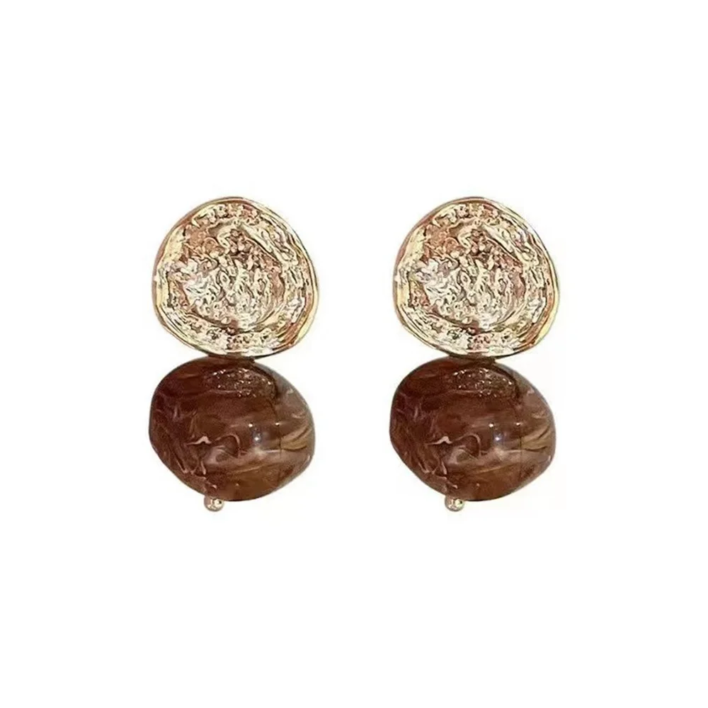 Drop Earrings Dangle Earrings French Retro Brown Acrylic Ball Drop Earring Women Party Versatile Earrings Fashion Jewelry Trendy Accessories Gifts