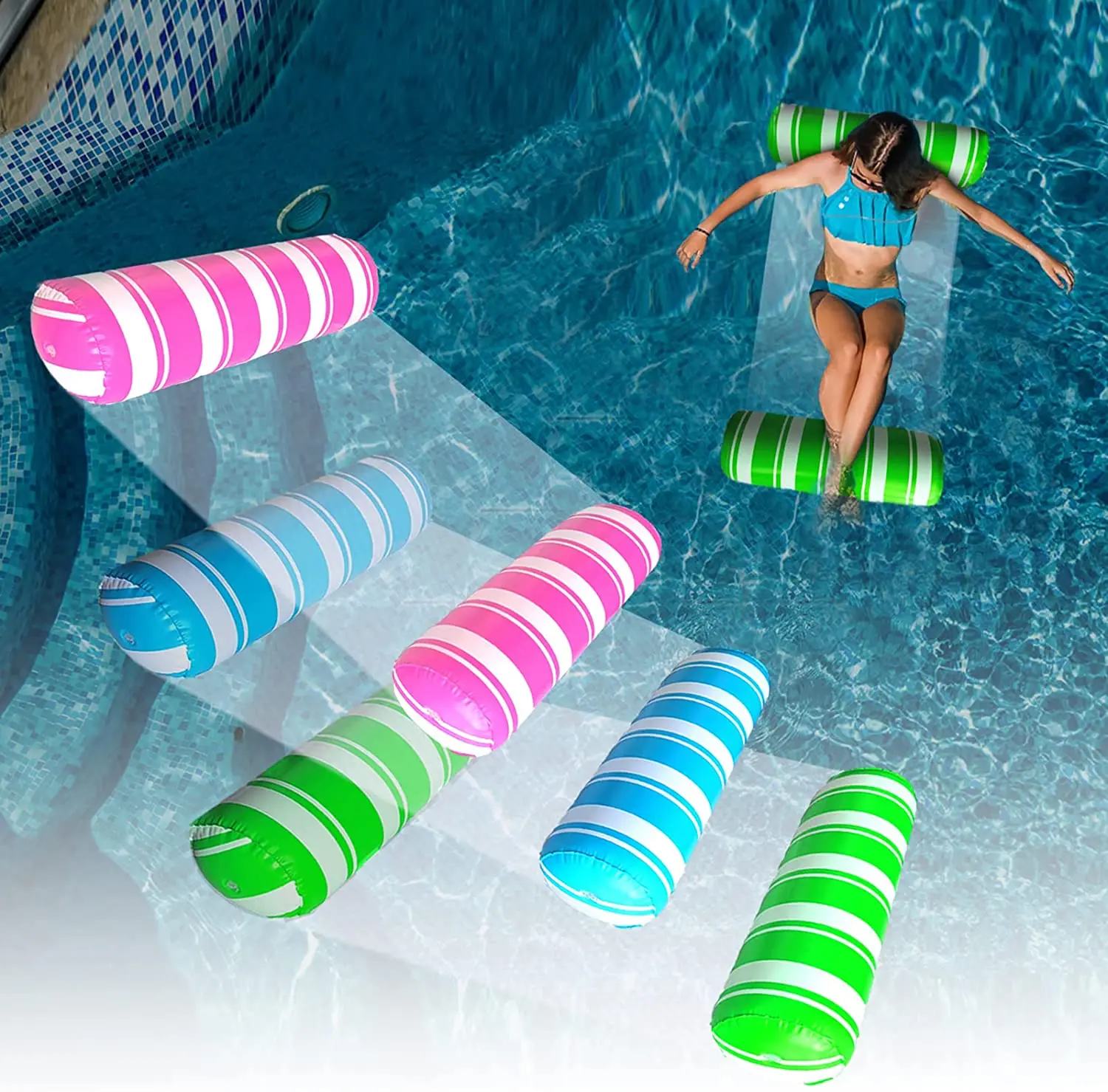 

3 Pack Inflatable Pool Floats Water Hammock,Pool Floaties Toys,Floats for Swimming Pool Rafts Lounge Chairs Floating