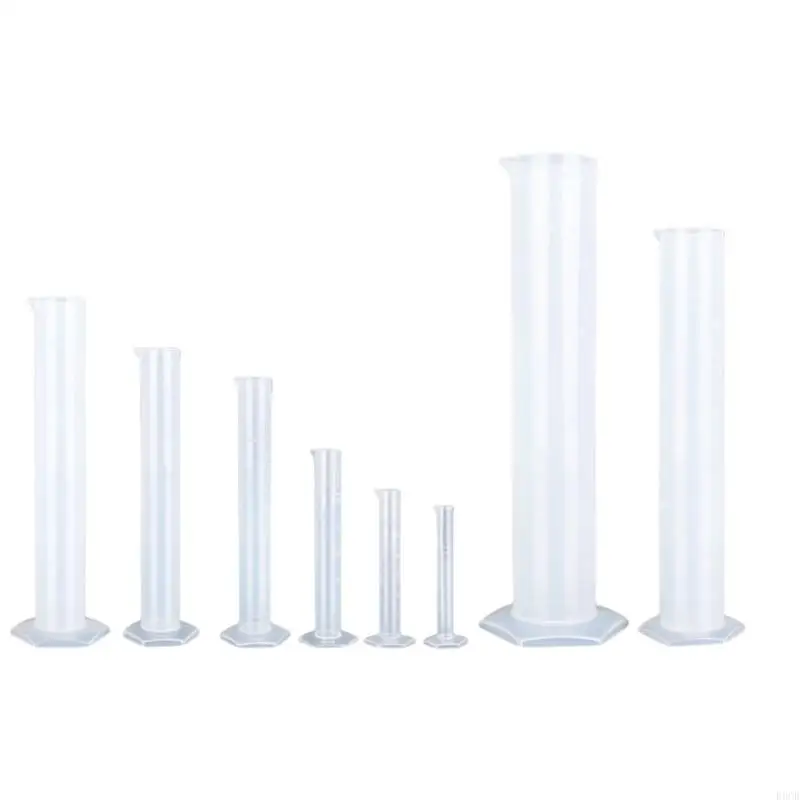 R9CB 8 Pcs/Set 10-2000ml Graduated Cylinder with Hexagonal Base 2-Sided Marking Lab Cylinders Clear Measuring Cylinder Set