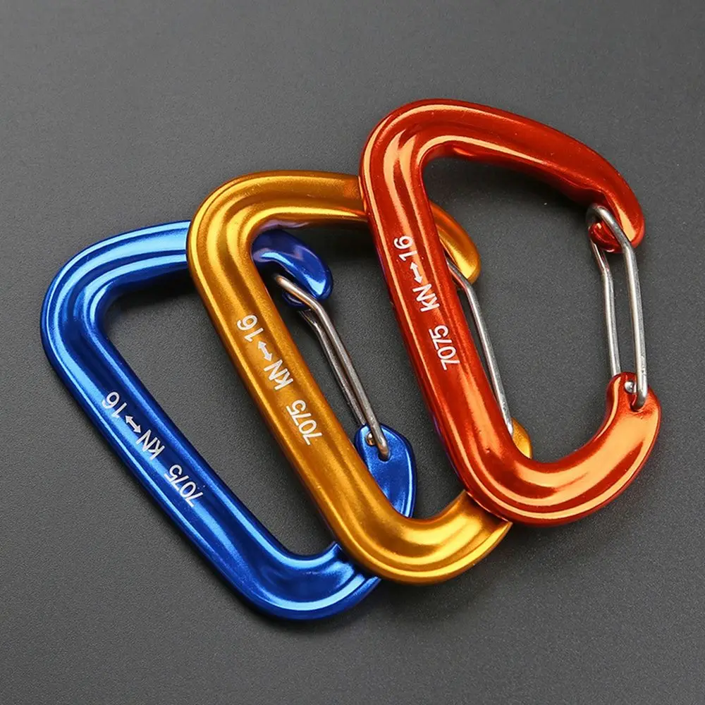 Professional Climbing Carabiner D Shape Mountaineering Buckle Hook Safety Lock Outdoor Climbing Equipment Accessory 16KN Carabiner Clips Keychain Carabiner