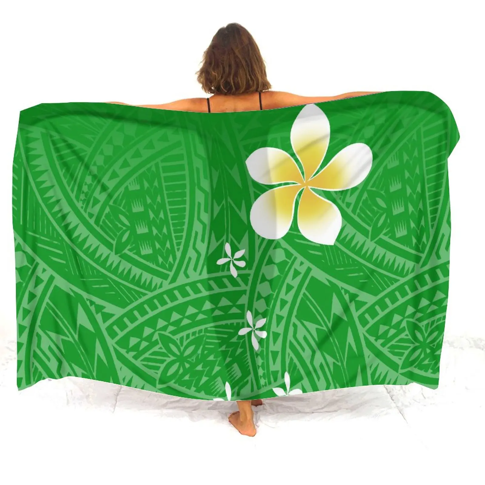 Polynesian Ladies Sarong Summer Soft Fabric Elegant Shawl Beach Resort Party Outfit A Swimsuit Jacket Anti-Slip Apron
