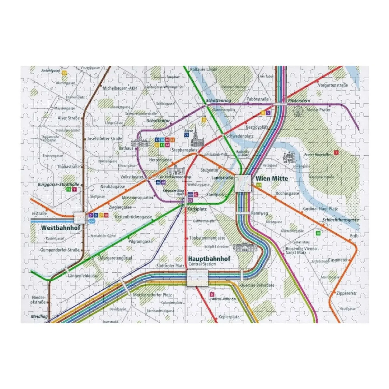 Vienna City Rail Map Square Jigsaw Puzzle Baby Wooden Custom Wooden Gift Toddler Toys Puzzle