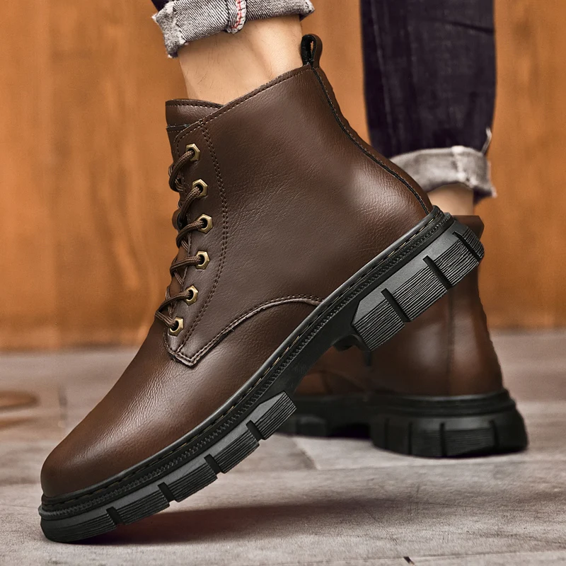 VERA PELLE レザー イタリア製 ポンチョ スエード Stylish All-match Boots for Men Outdoor Men's Shoes Winter