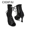 Microfiber Leather Dance Shoes Female High Top Ballroom Dance Boots Woman Latin Dance Shoes Breathable Mesh Party High Heels 9CM 4