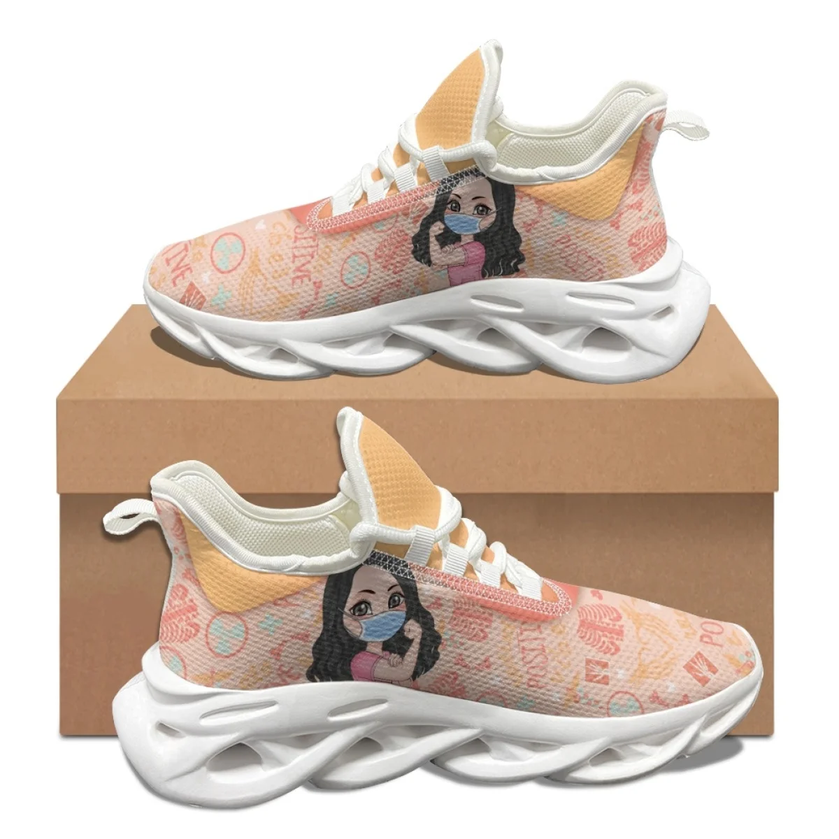 Nursing Shoes For Women Comfortable Lightweight Anti-slip Lace-up Casual Walking Shoes Female Summer Mesh Flats Sneakers