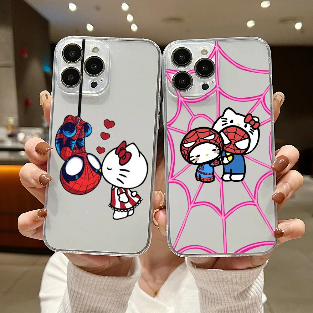 

Sanrio Hello Kitty Phone Case For iphone 15 14 13 12 11 XS Pro Max Mini X XR 6S 7 8 Plus SE 2020 Soft Silicone Transparent Capa