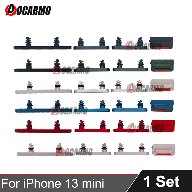 Aocarmo Apple iPhone 13mini Side Key Power On Off Volume Mute Buttons Replacement Parts