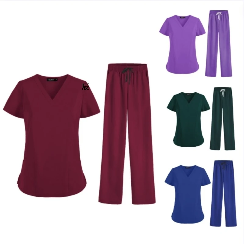 

Nurse Uniform Operating Room doctor surgical suit Dental Clinic Beauty salon workwear Elastic Scrub set Medical Uniform overalls