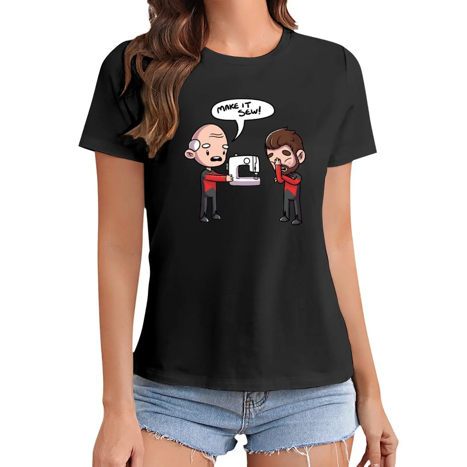 

Make It Sew T-Shirt plain blacks cat shirts for Women