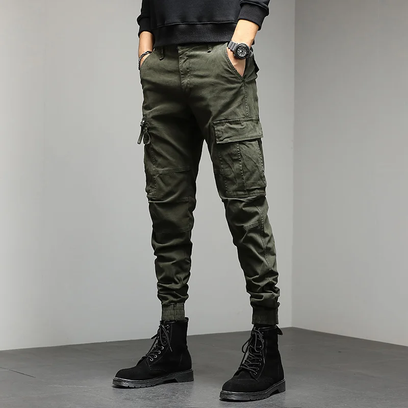 

Autumn Winter Pure Cotton Cargo Pants Men Green Black Work Korean Army Military Tactical Trousers Khaki Husband Clothing Z487