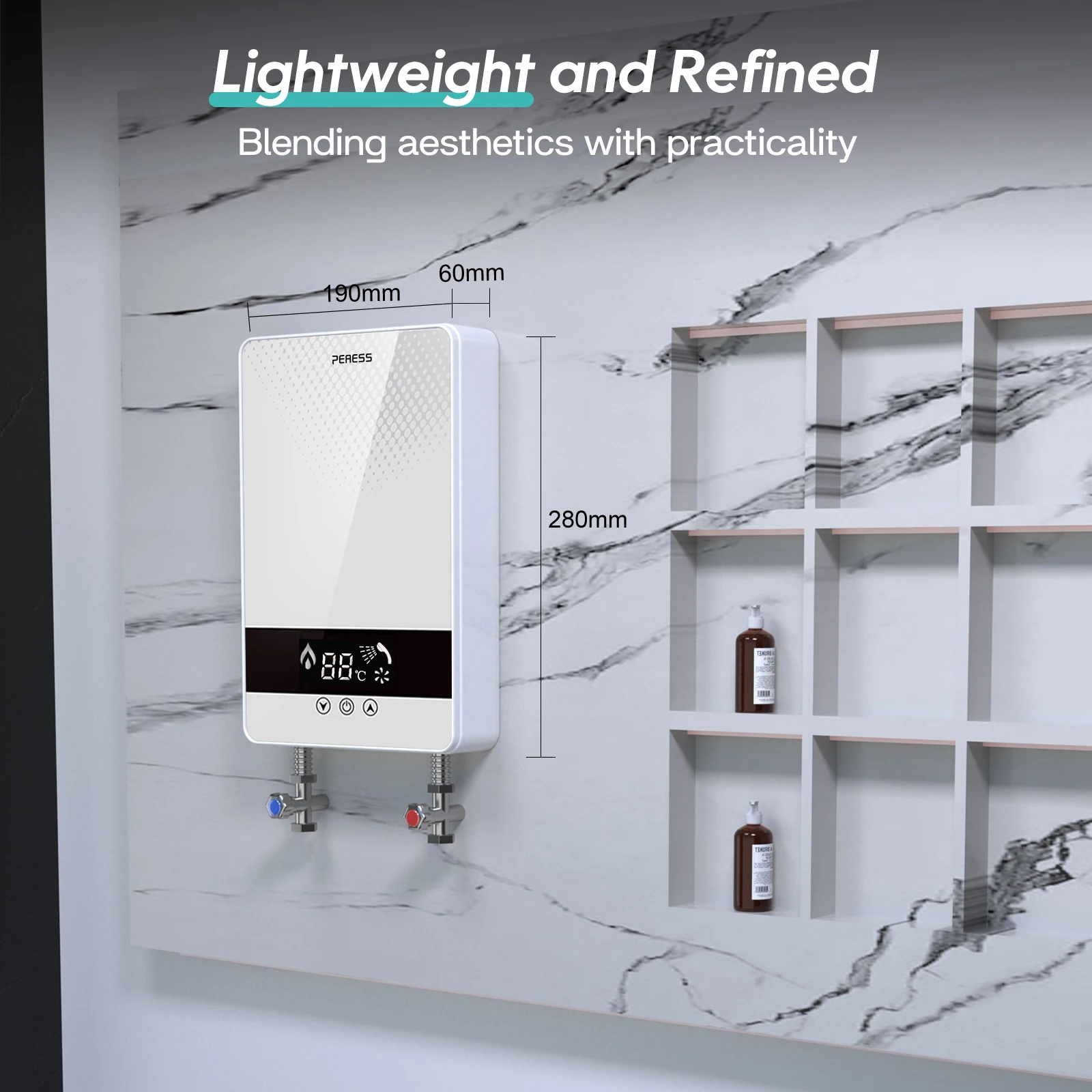 110V 5500W Instant Electric Tankless Water Heater Automatic Temperature Control Bathroom Shower Bath Suitable Household Hotel 5