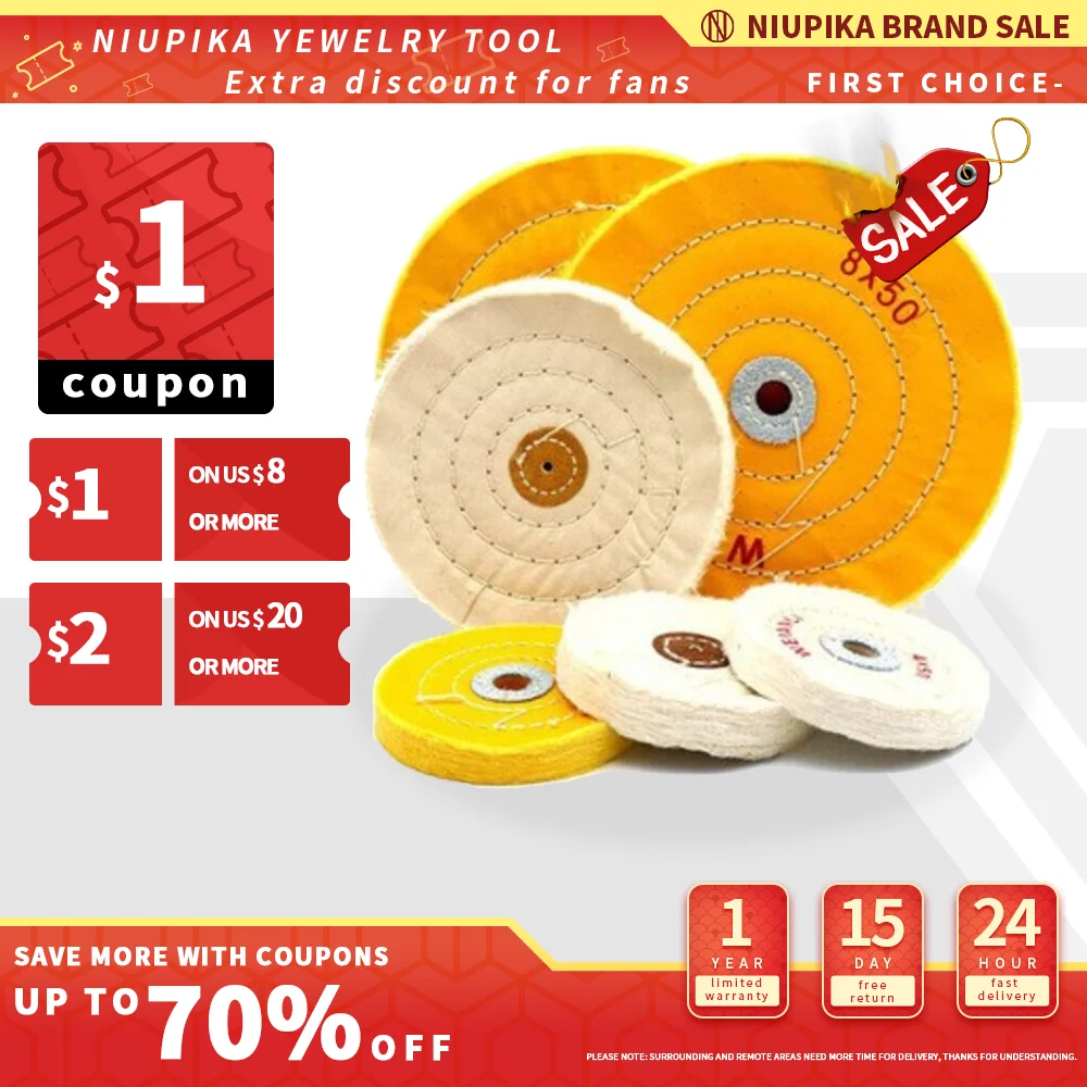 Buffing Wheels for Bench Grinder Metal Glass Wood Products Polishing White & Yellow Jewelry Rotating Tools 10pcs 4inch 100 16 8mm wool felt disc polishing buffing wheel pad bore for angle grinder car detailing wood polishing wool felt