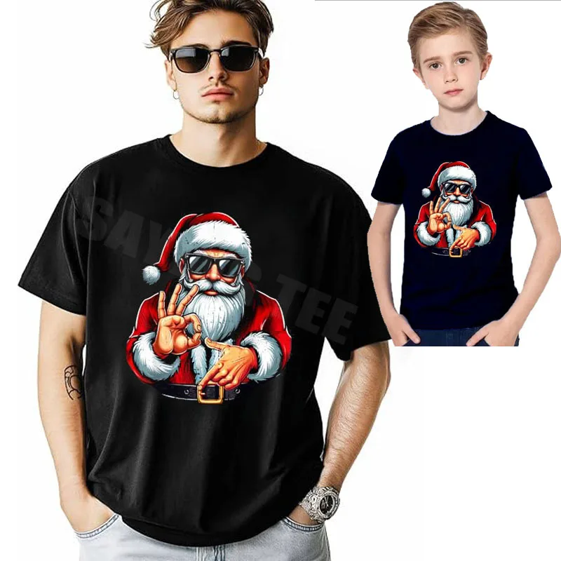Lustiges Six Seven 6 7 Meme Santa Weihnachtsshirt Herren Jungen Teenager T-Shirt Mode Y2k Weihnachtskostüm Grafik Outfit Street Neuheit Geschenk