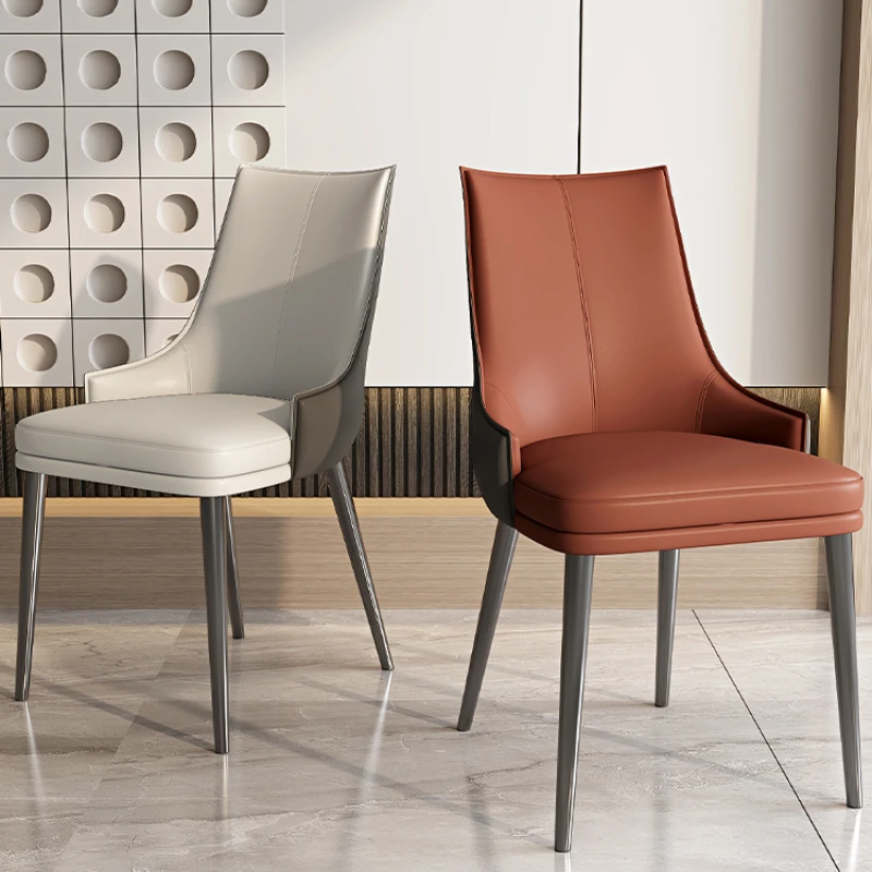 Modern Leather Dining chair restaurant furniture kitchen backrest stool minimalist hotel soft Cafe chairs Design vanity chair