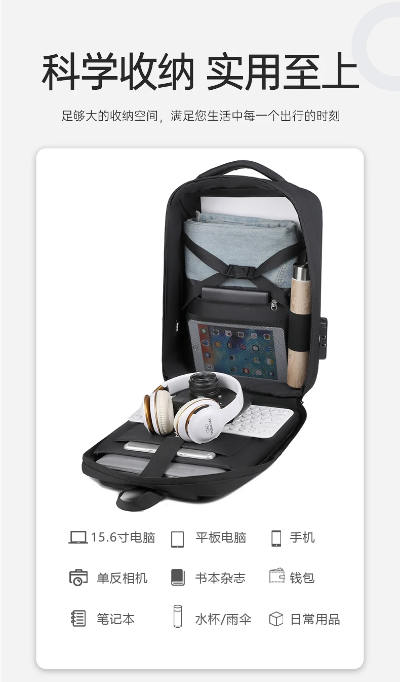 Mens LBackpack Waterproof Anti theft with USB Port Stylish Design Large Capacity Comfortable Straps Ideal for Work and Travel