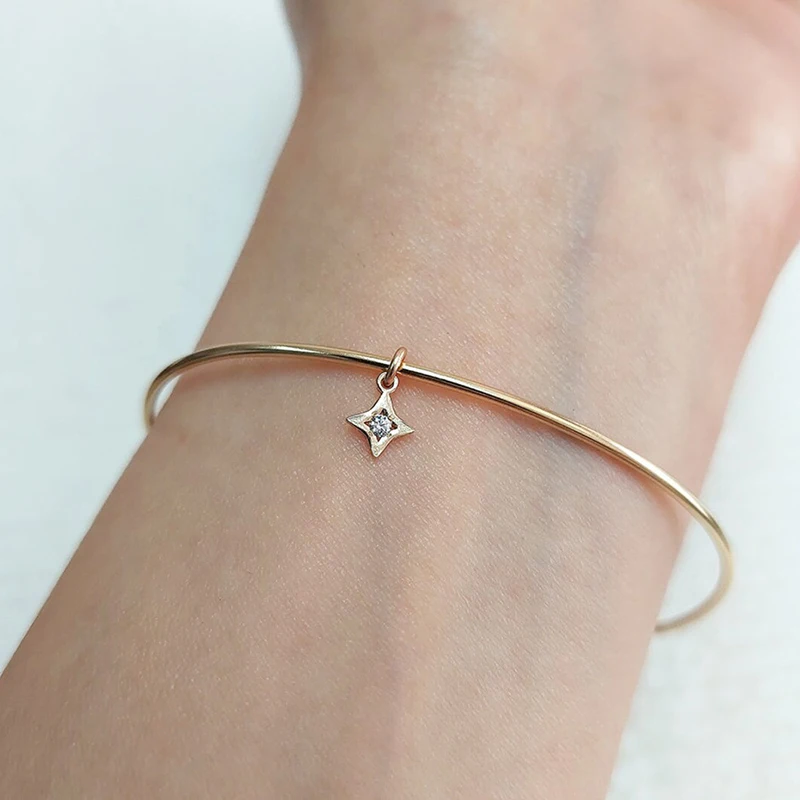 14K Gold Filled Single Hole Star With Zircon Charm Connector Pendant For Necklace DIY Jewelry Tarnish Resistant Jewelry Findings