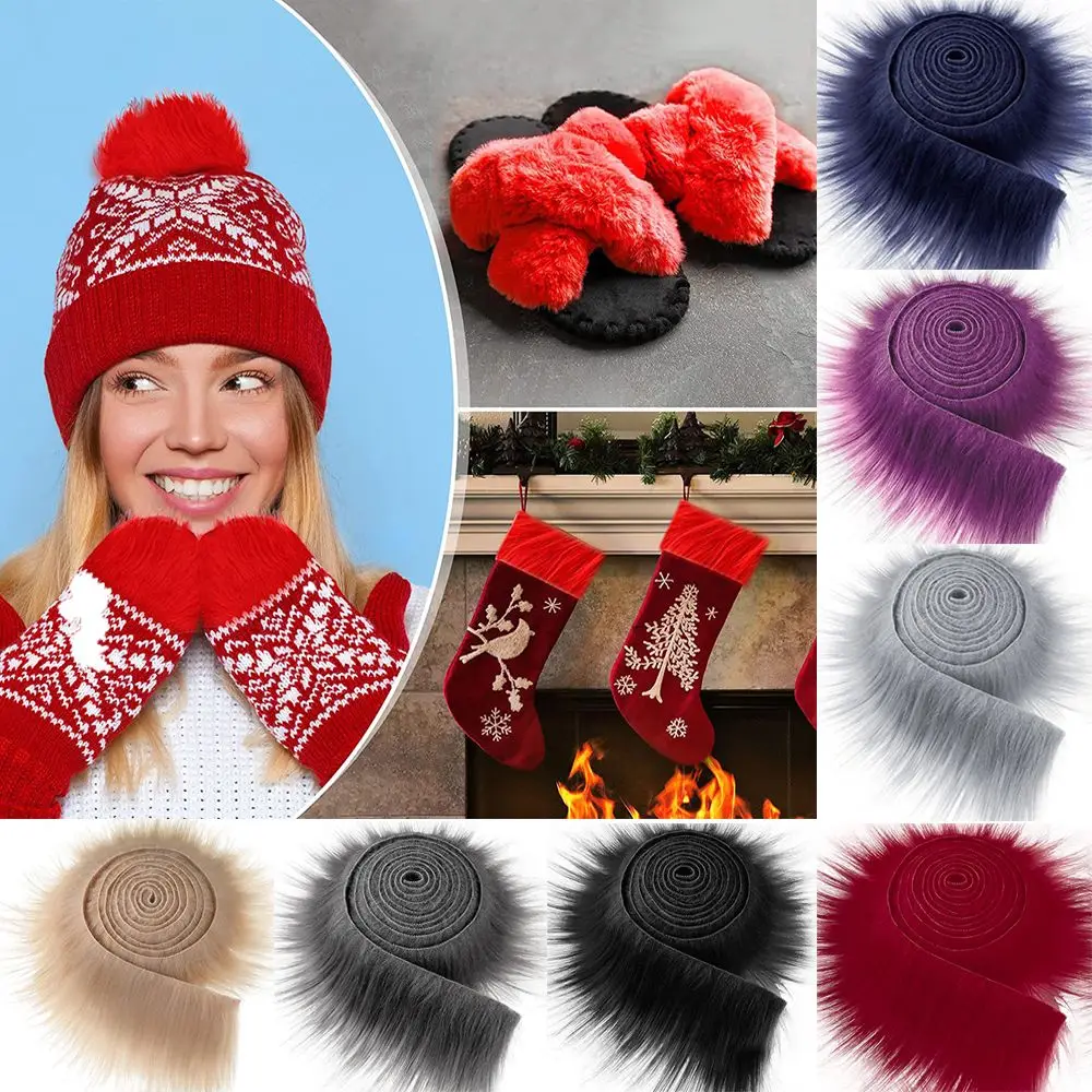 DIY Crafts Fluffy Trimming Soft Winter Costume Trim Fabric Roll Plush Fur Stripe Long Plush Fur Fabric Faux Ribbon Tapes fur fabric