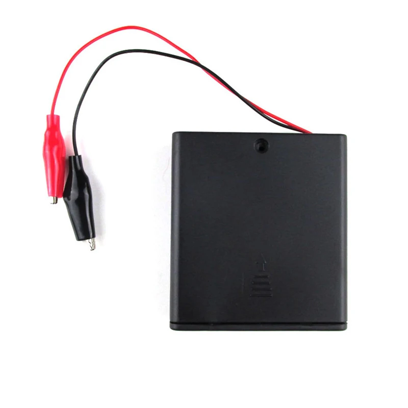 

300pcs/lot MasterFire Plastic Battery Storage Case for 4 x 1.5V AA Batteries Box Holder Cover With Switch Alligator Clips