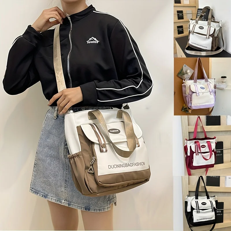 Korean Women's Bags Large Capacity Student Book Bag Unisex Shoulder Bag Multiple Pockets Crossbody Bag