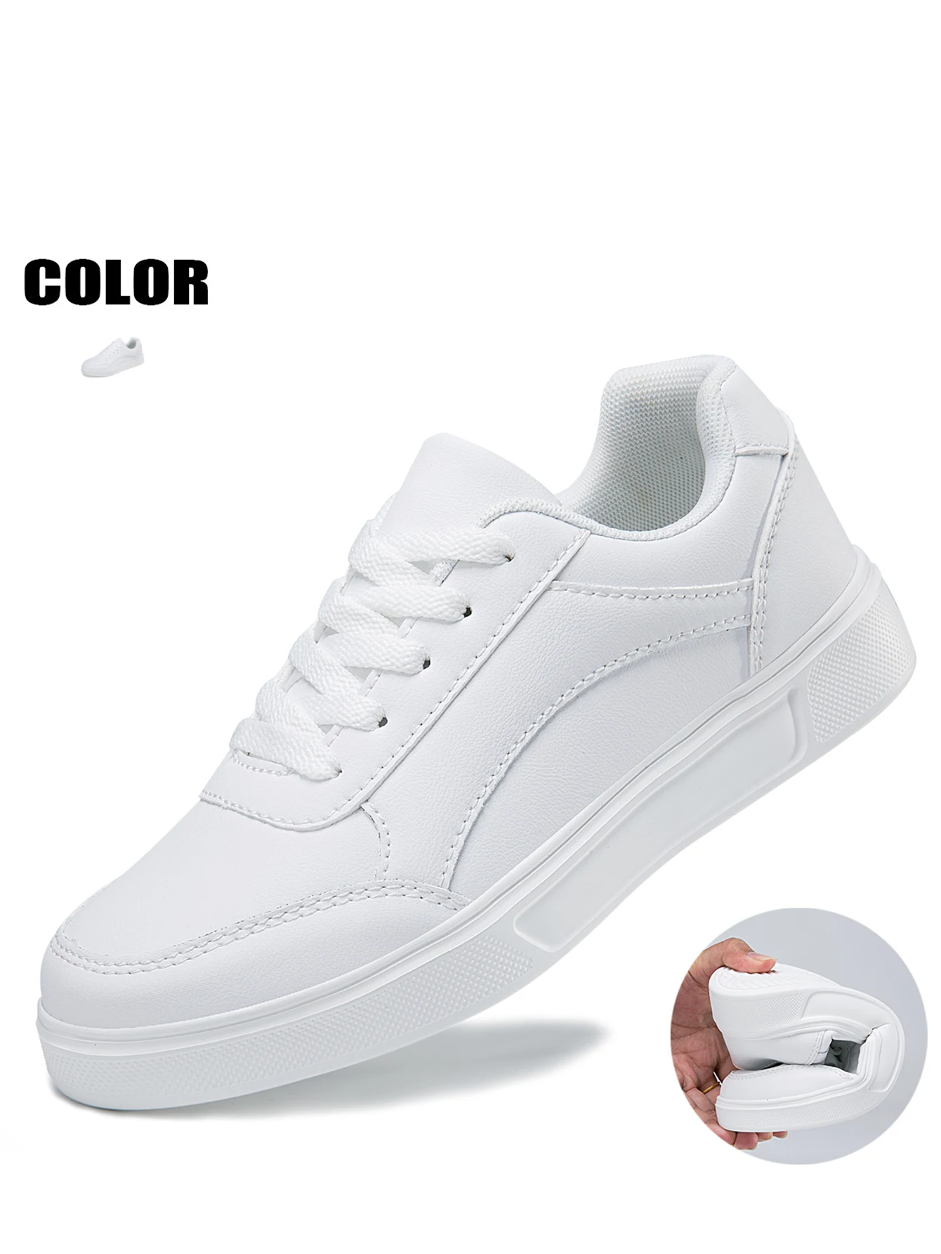 Damenschuhe, neuer Stil, lässige Sportschuhe für Damen, weiße Schuhe, große flache Schuhe – Detail 14