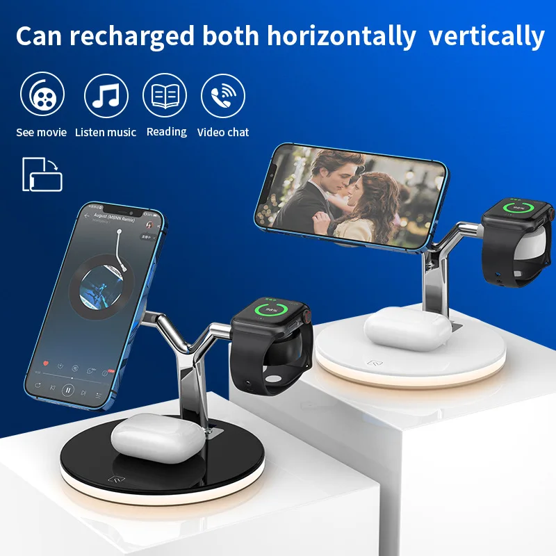 

Беспроводное зарядное устройство 3 в 1, 25 Вт, док-станция для Apple iPhone iWatch AirPods, вход Type C, светодиодная Магнитная Зарядка QC PD QI 970