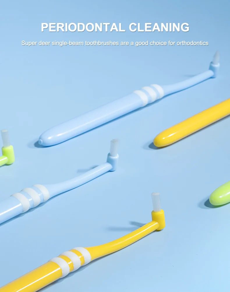 Fawnmum Kieferorthopädische Zahnbürste, spitzer und flacher Kopf, weiches Haar, Korrektur, saubere Zähne, Lückenseide, Mundhygiene, Zahnspangen, 1 Stück – Detail 12