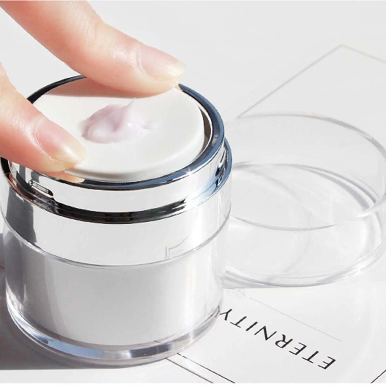 Cosmetic Jar Acrylic Cream Refillable Cans Vacuum Bottle Press Style Cream Jar Vials Airless Cosmetic Container 15G 30G 50G 100G
