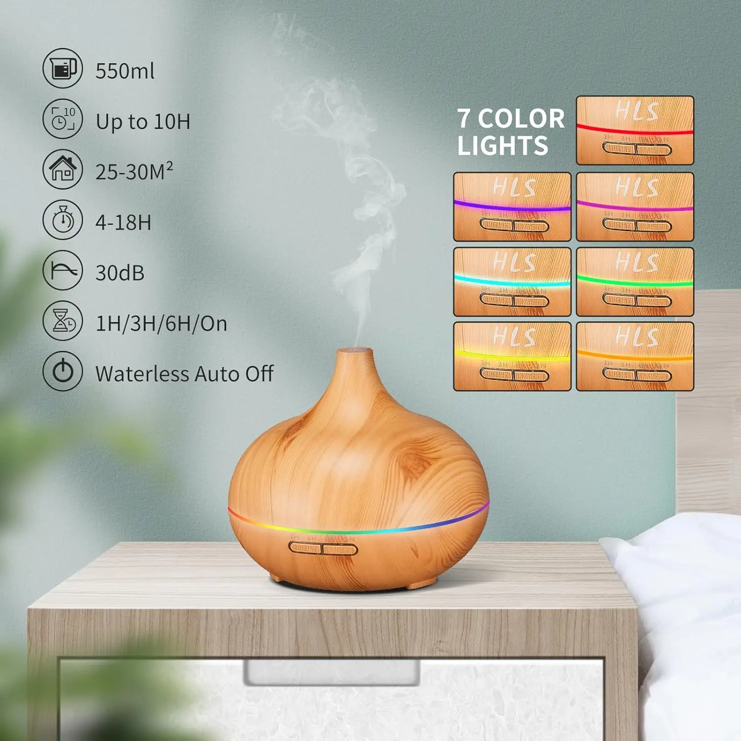 Aroma Diffuser and Cool Mist Humidifier with Quiet Waterless Auto-Off Feature for Home and Office Spaces
