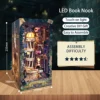 DIY Book Nook Wooden Miniature Model Kit Magic Night Lane Bookend Assembled 3D Puzzle Light Bookshelf Home Decor Friends Gifts 3