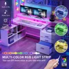 Office Furniture Desk Sets ,65" L Shaped Desk With Power Outlets And Monitor Stand , Computer Desk With LED Light &File Cabinet 4