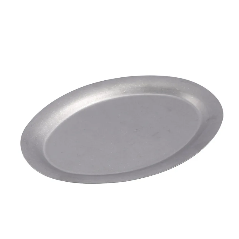 Japanese Vintage Oval 304 Stainless Steel Restaurant Plate Dessert Tray Kitchen Tableware 1 Pcs dining dish