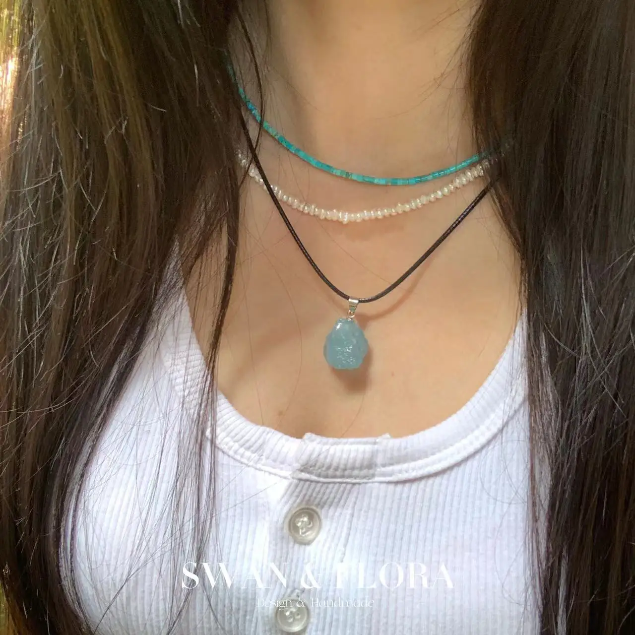 Natural Aquamarine Pendant Necklace Fine Jewelry Handmade Rough Stones BLUE Wholesale Healing Energy Gift Lucky Jewelry