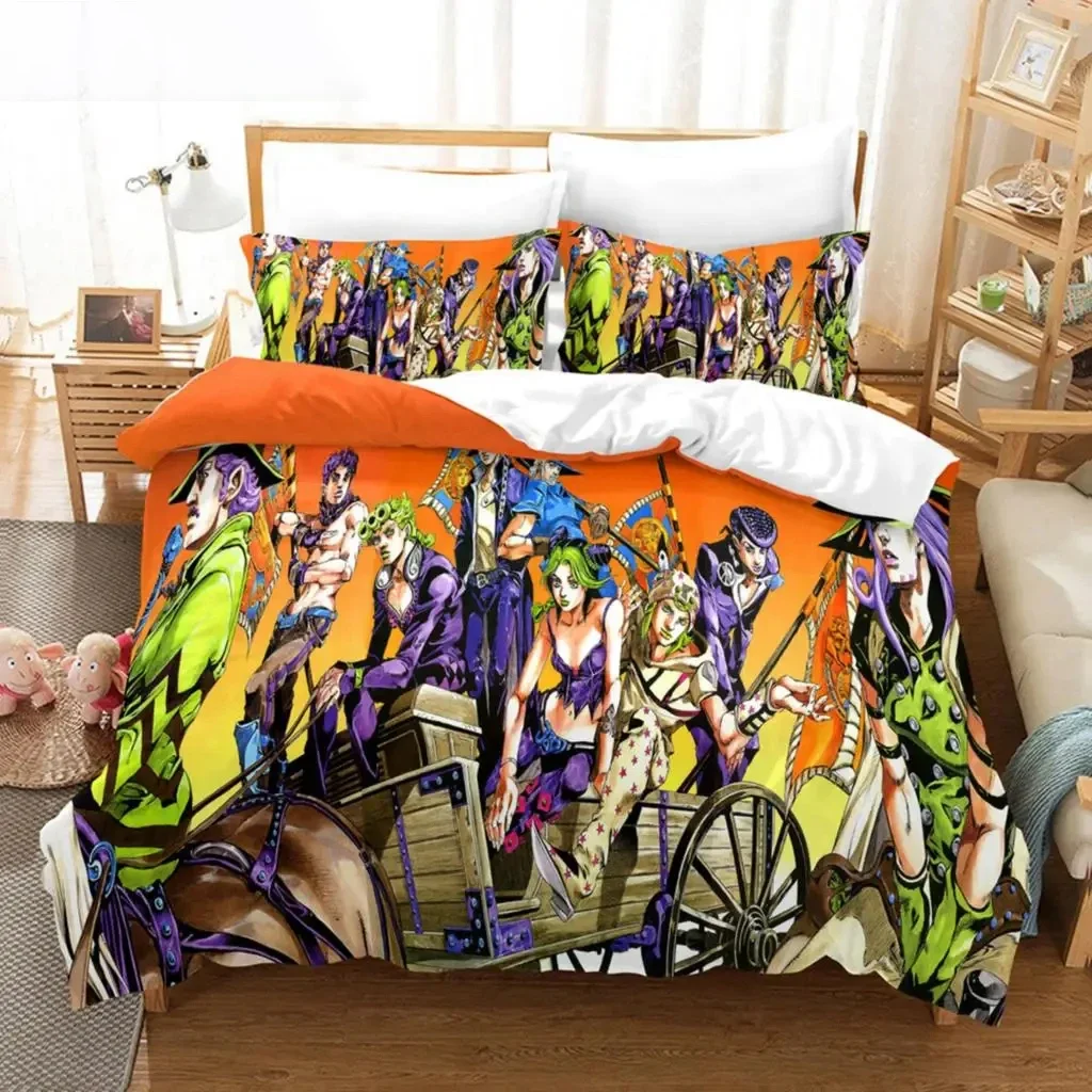 Anime JoJo Bizarre Adventure Jotaro Kujo Bedding Set Boys Girls Twin Queen Size Duvet Cover Pillowcase Bed Kids Adult