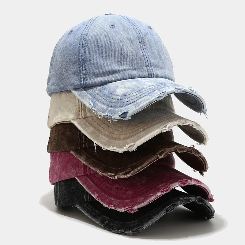 Customized Logo Tie dyed baseball Cap Unisex Snapback Hat Washed Hole Baseball Cap New Adjustable Size Cap with Name Customized 2