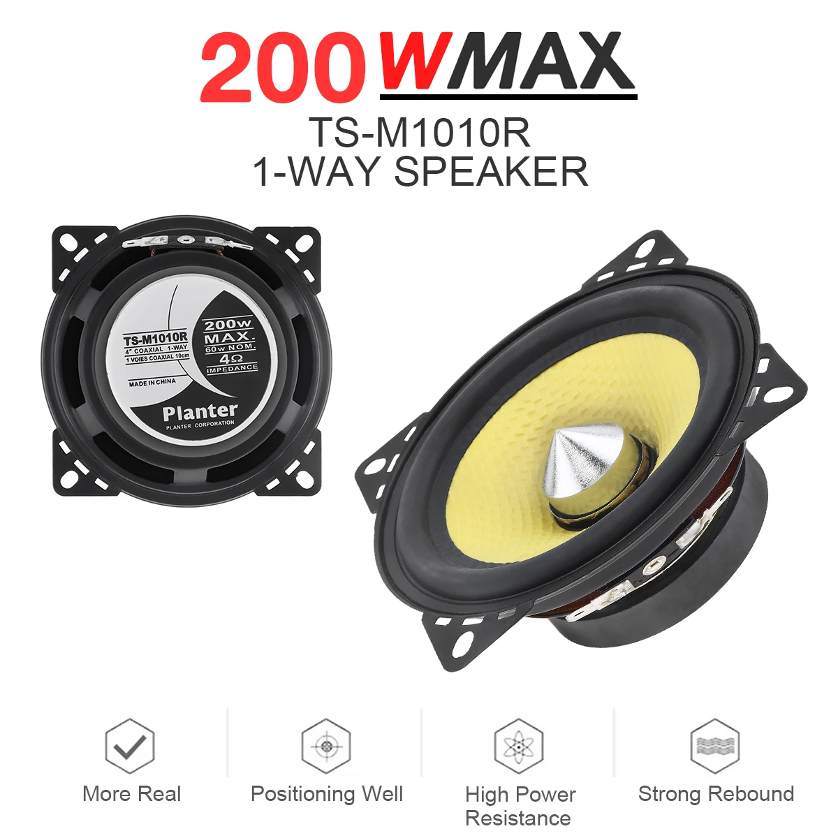 Car Subwoofer Speakers 1 Piece 200W 4 Inch Car HiFi Coaxial Speaker Vehicle Door Auto Audio Music Stereo Full Range Frequency
