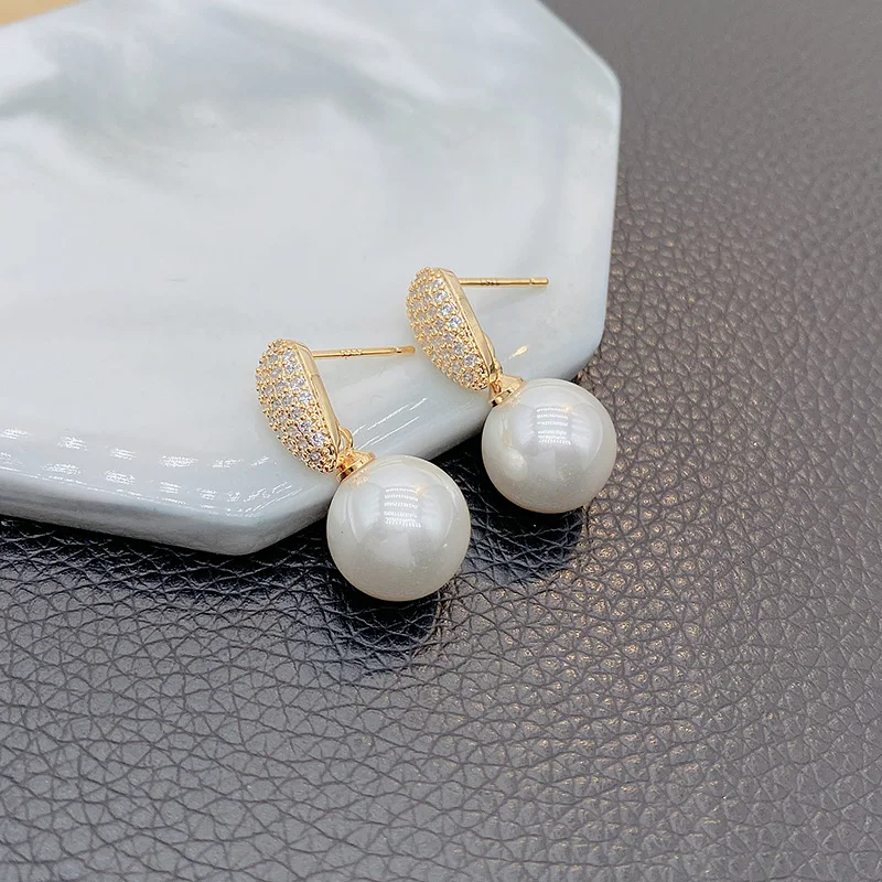 

Real Natural Genuine Pearl Earrings High Quality 10- 11mm South Sea Dangle Drop CZ & Filled 14k Gold Free Shipping