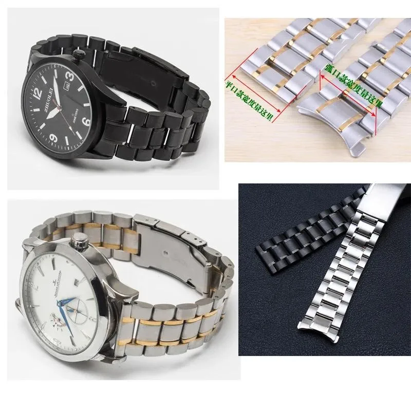 High-Quality Solid Stainless Steel Watch Strap - Metal Flat/Curved End Bracelet
