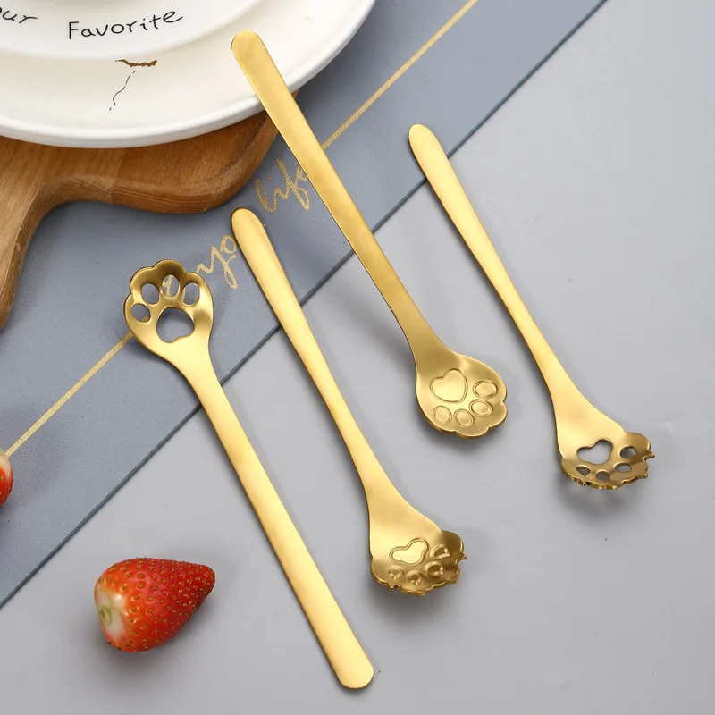 Set Da 4 Cucchiaini In Acciaio Inox 304 Con Design A Orecchie Da Cane - 11,7 Cm - Per Caffè, Dessert E Tè