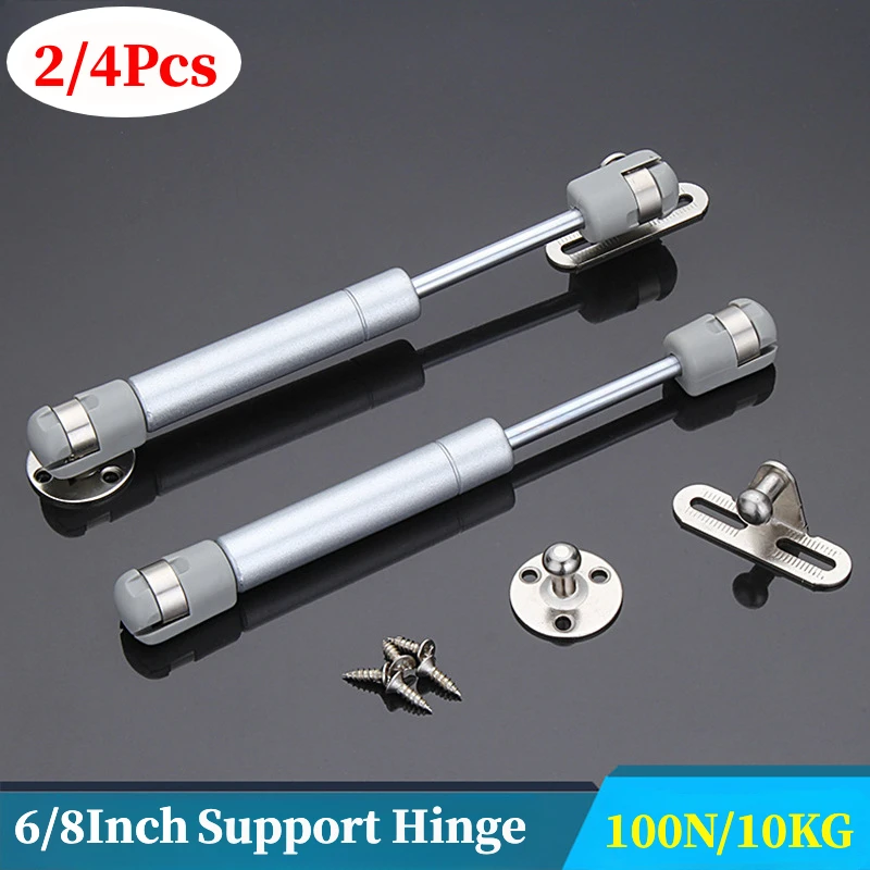 2/4PCS ประตูตู้ Struts แก๊ส 100N/10KG รองรับแก๊สฤดูใบไม้ผลิฝาปิดสนับสนุนแก๊ส Props Shocks ห้องครัวตู้บานพับไฮดรอลิก 1