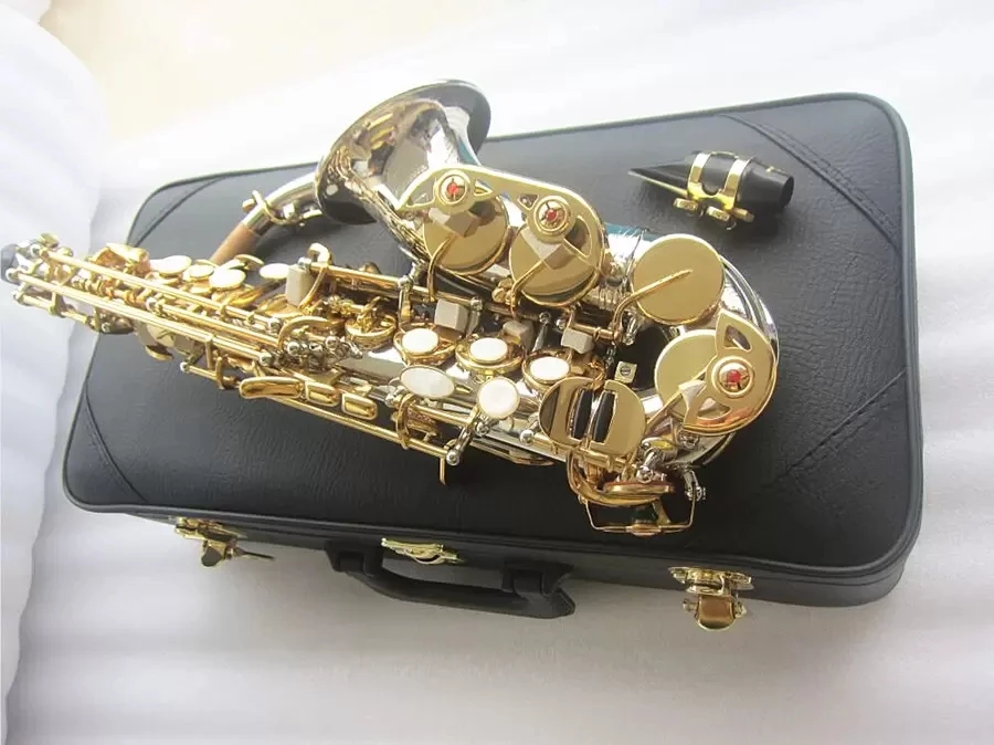 New Sell well Soprano Sax Curved Soprano Saxophone Nickel Silver Brass Sax with Mouthpiece Patches Pads Reeds Bend Neck