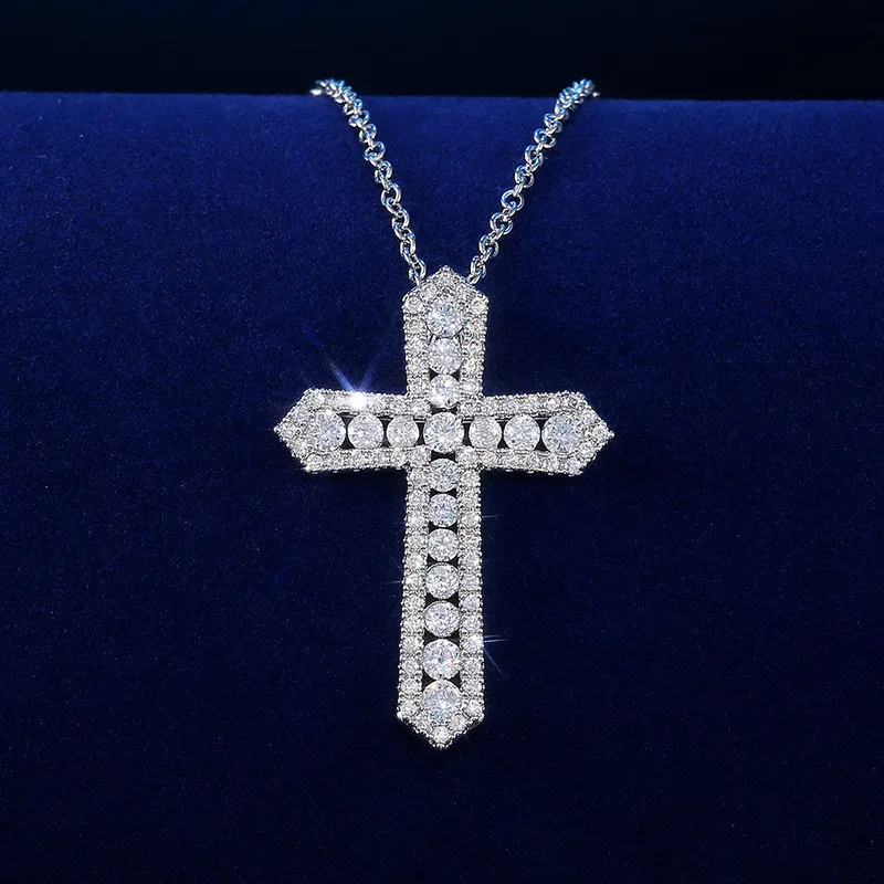 925 Sterling Silver Cross Pendant Necklace for Women Girls Shiny Sweet Chain Punk Party Fashion Pendant Fashion Jewelry Gifts