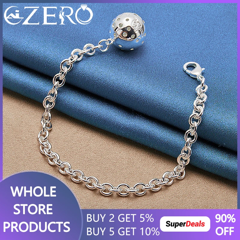 ALIZERO 925 Sterling Silver Hollow Ball Bracelet Chain For Women Wedding Engagement Party Fashion Charm Jewelry Christmas Gifts