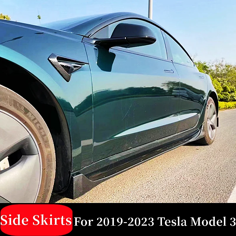 

4Pcs For 2019 20 21 22 23 Tesla Model 3 Car Side Skirts Extension Rocker Panels Lip Splitters Spoiler Bumper Accessories Parts