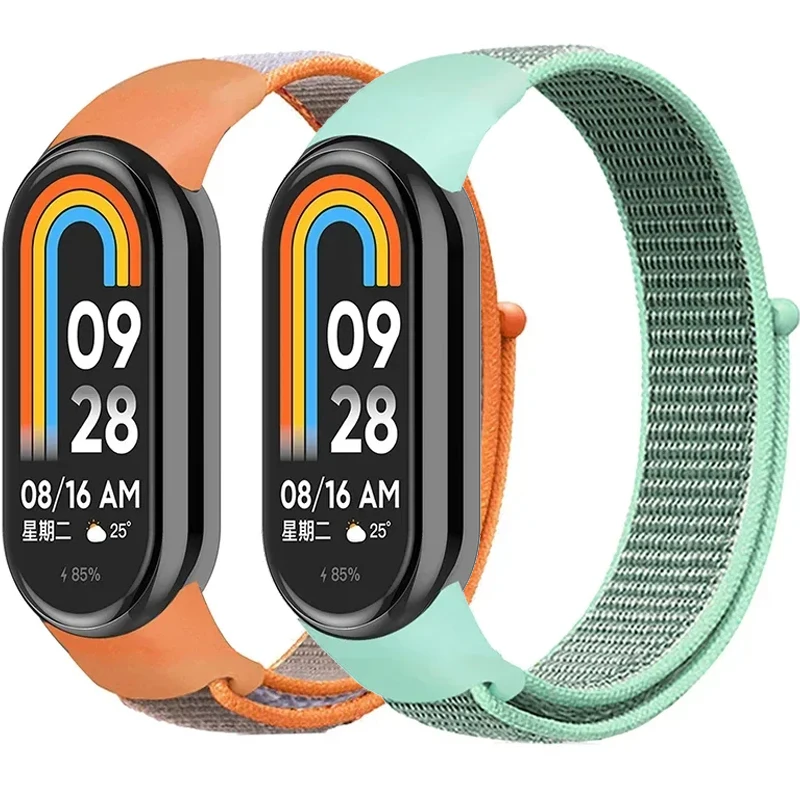 Nylon Loop Watch Band Nylon Loop Strap For xiaomi Mi Band 8 7 6 5 4 3 Bracelet SmartWatch Wristband Replacement sport pulsera Miband 8 NFC