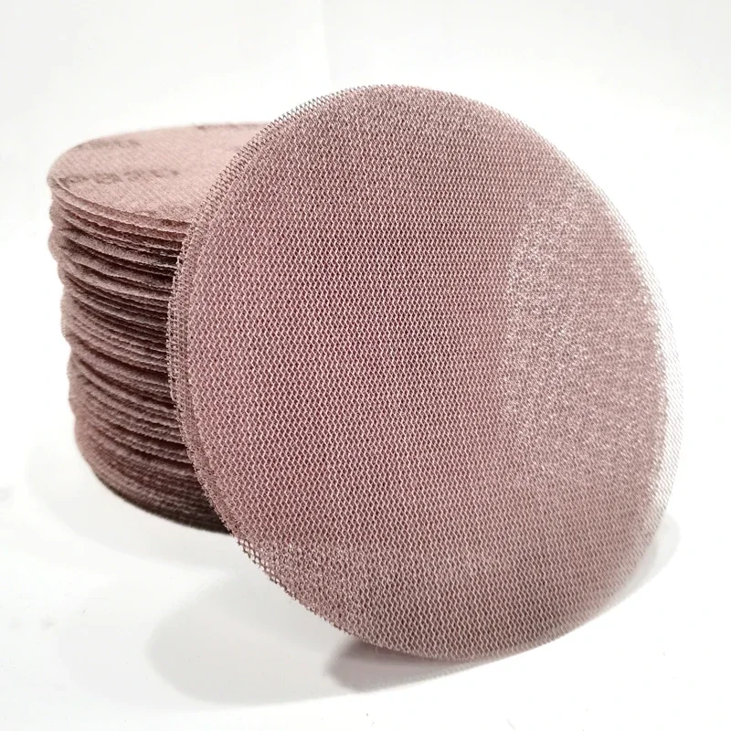 자동차 퍼티 샌딩용 50개입 5인치 샌드페이퍼 원형 플로킹 125mm, 공압 샌딩기의 후면 플로킹에 적합
