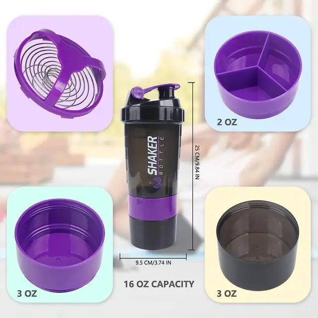 500ML Shaker Cups Portable Protein Powder Shaker Water Bottles Outdoor Sports Milkshake Kettle Gym Fitness Mixing Shake Cup 6