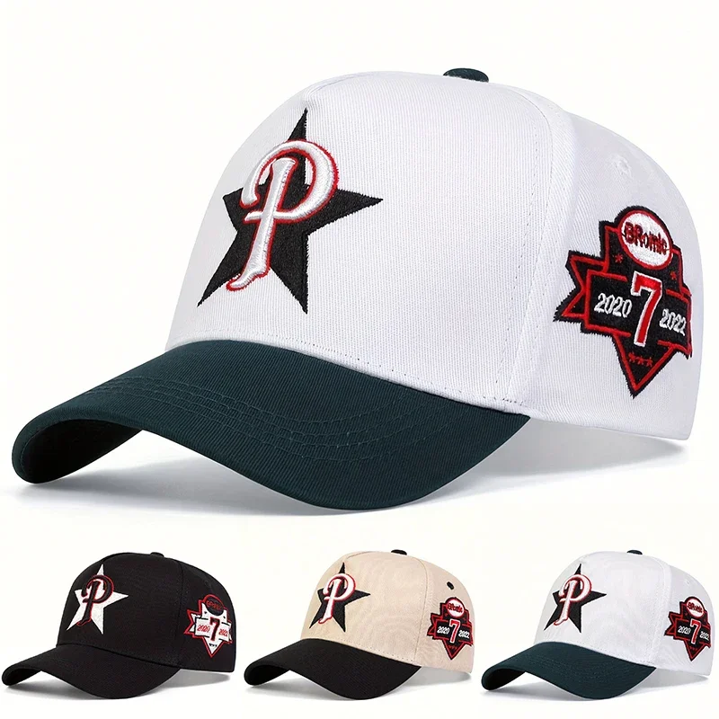 Unisex Baseballkappen mit P-Buchstaben-Stickerei, Frühling und Herbst, für den Außenbereich, verstellbare Freizeithüte, Sonnenschutzhut, Sportkappe