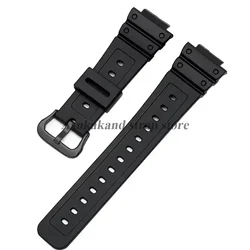 Black Silicone Waterproof Sport Watch Strap - 16mm Rubber PU Wristband (Black - black)